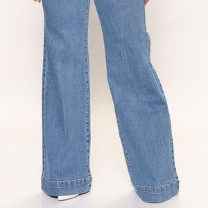 Fashion Nova Light Blue Wide-Leg High-Rise Jeans